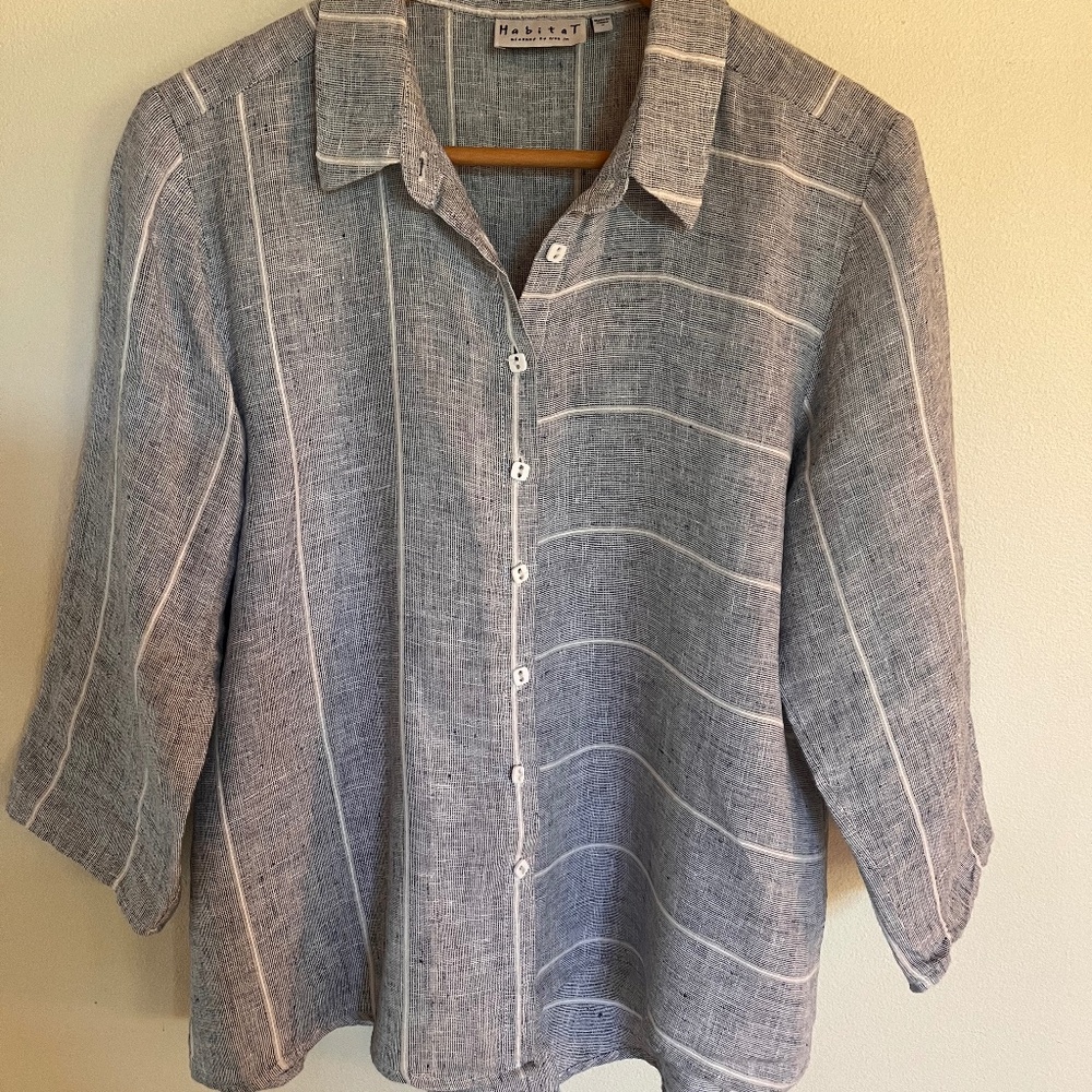 Habitat light blue linen shirt Small